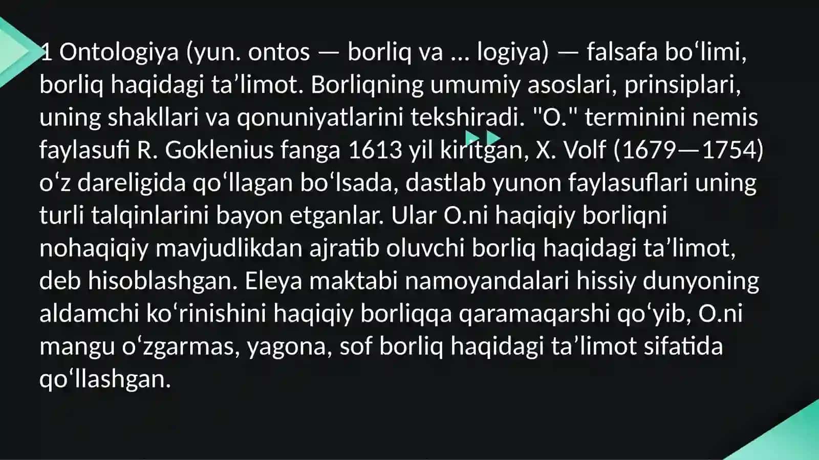 Ontologik va munosabatdosh kategoriyalarning uyg’unligi 2