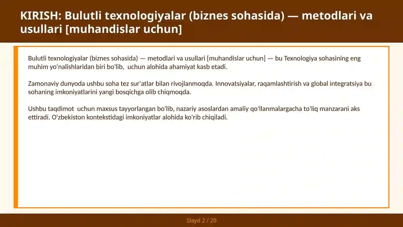 Bulutli texnologiyalar (biznes sohasida) — metodlari va usullari [muhandislar uchun] 2
