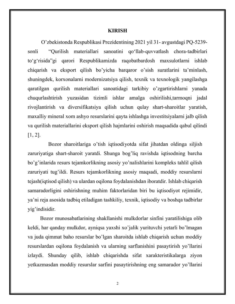 Qurilish materiallari sanoati modernizatsiyasi 2