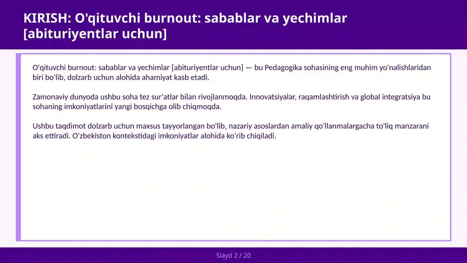 O'qituvchi burnout: sabablar va yechimlar [abituriyentlar uchun] 2