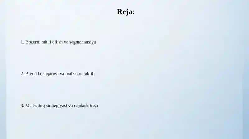 Marketingni boshqarish tushinchalari 2