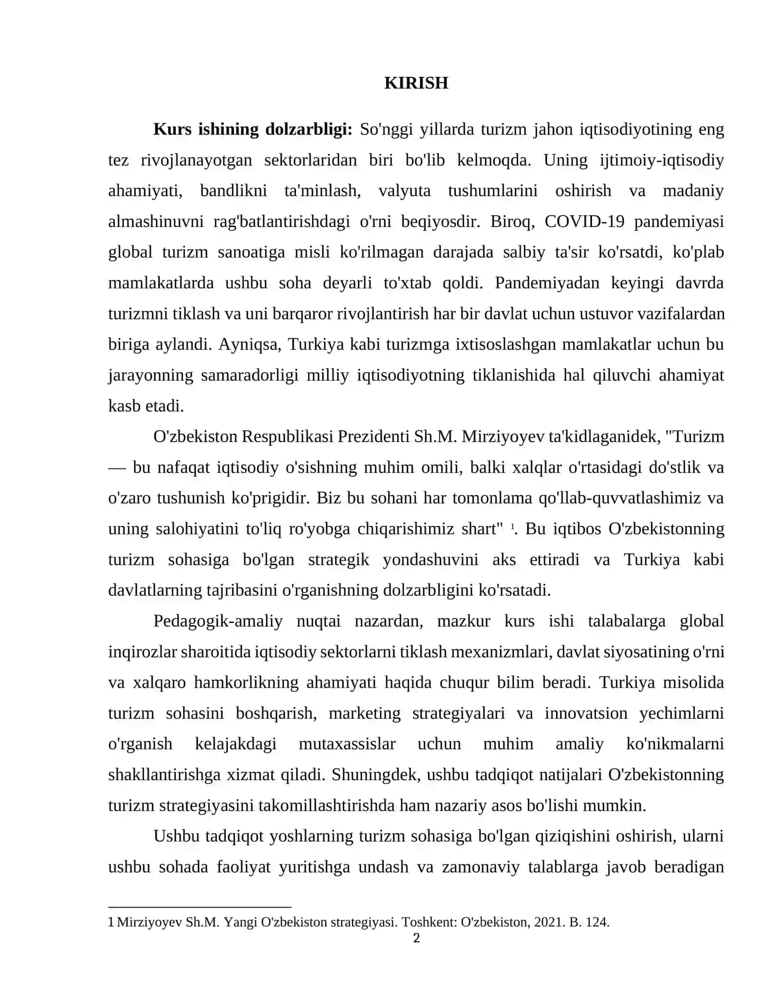 TURKIYADA PANDEMIYADAN KEYINGI TURIZMNI TIKLASHNING ASOSIY YO'NALISHLARI VA STRATEGIYALARI 2