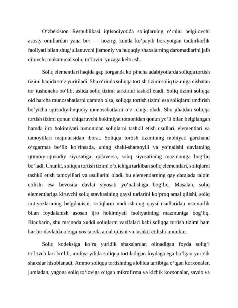 Soliq bazasi va soliq obʼekti manbalari 2