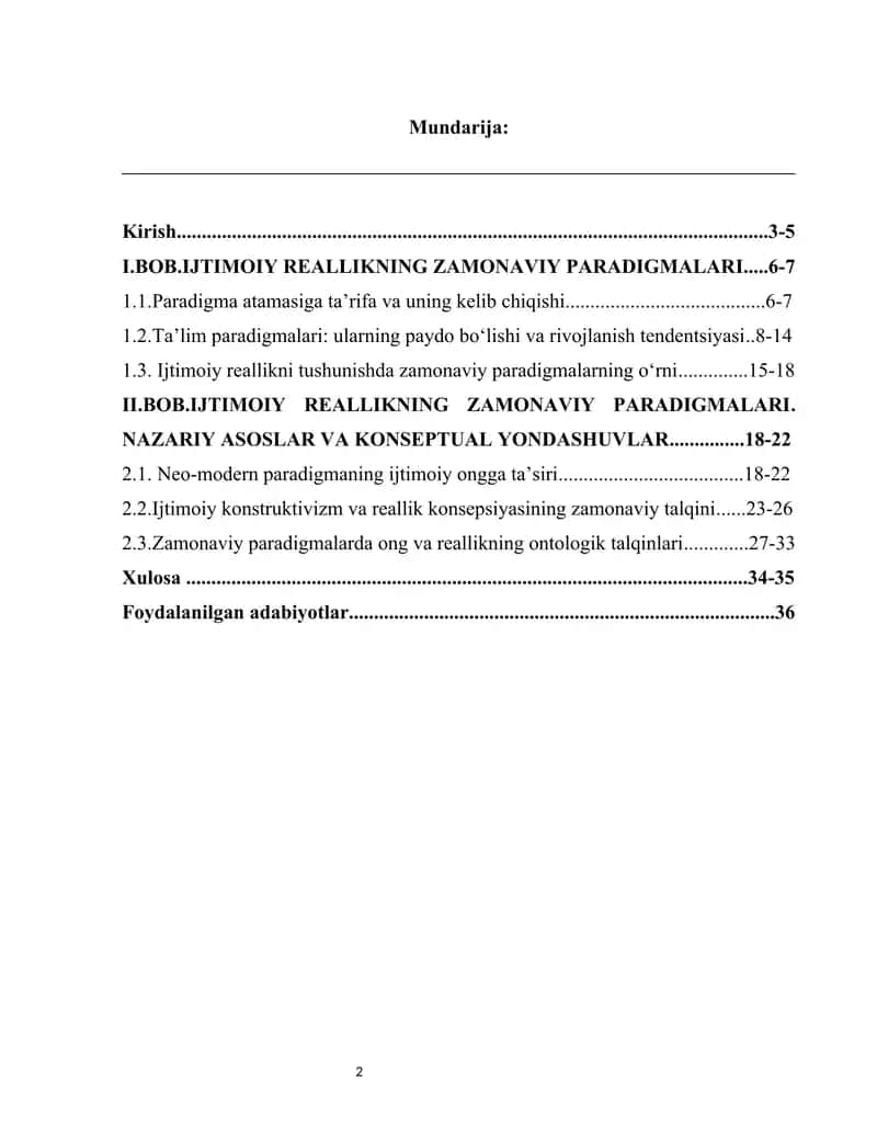 Ijtimoiy reallikning zamonaviy paradigmalari 2