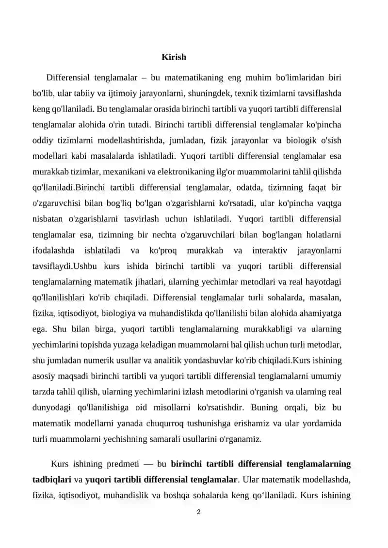 Differensial tenglamalar 2