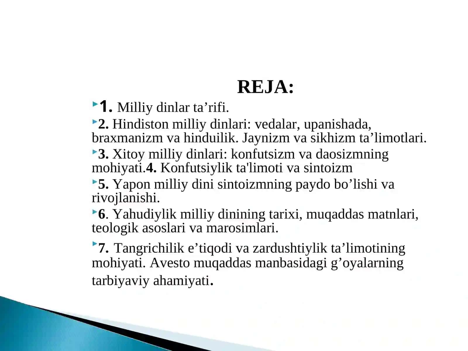 Milliy dinlar ta’rifi 2