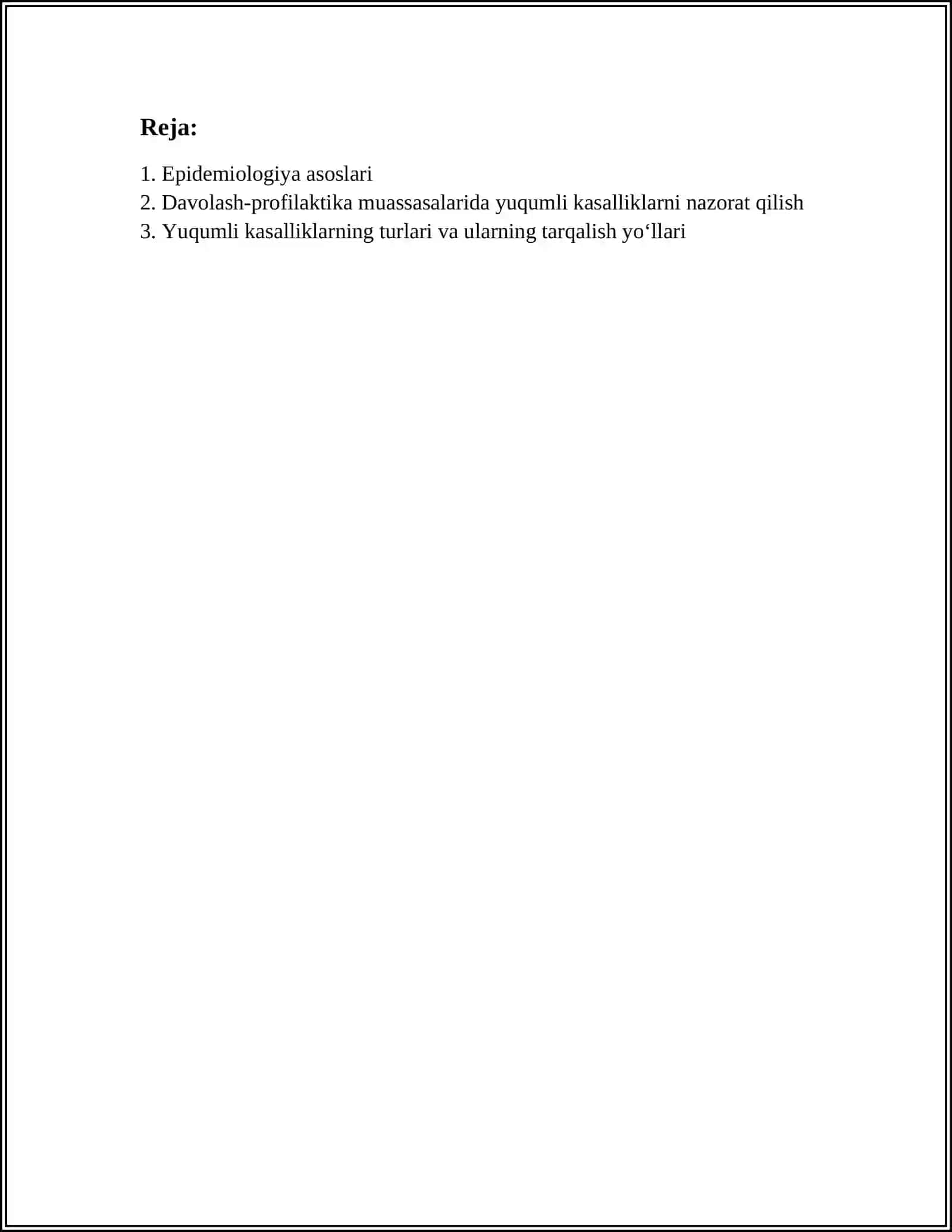 DAVOLASH PROFILAKTIKA MUASSASALARIDA EPIDEMIYAGA QARSHI ISHLARNI TASHKILLASHTIRISH, YUQUMLI KASALLIKLAR FAOLIYATI VA VAZIFALARI 2