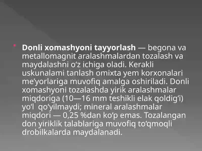 Omuxta yem sifatini baxolashda asosiy ko’rsatkichlarni aniqlash 2
