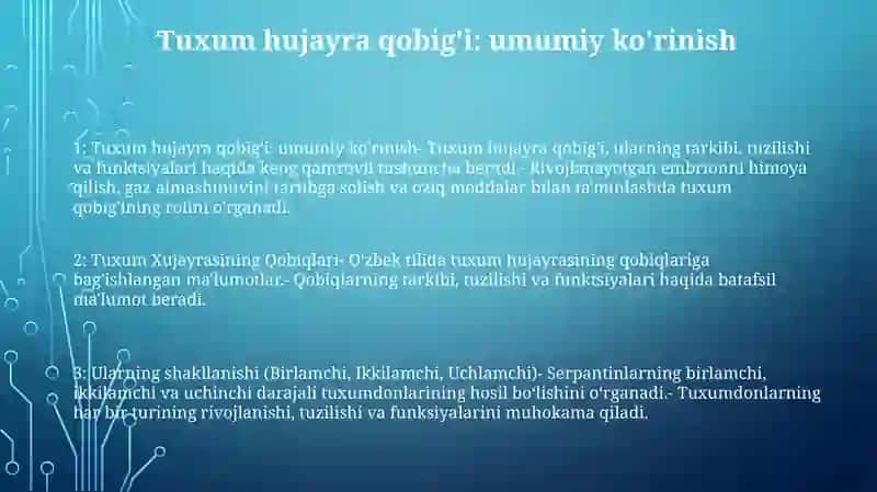 Tuxum Xujayrasining Qobiqlari, Ularning Shakllanishi (Birlamchi, Ikkilamchi, Uchlamchi) Mavzusiga Oid Adabiyotlarni Oqish Va Maruza Tayyorlash 2