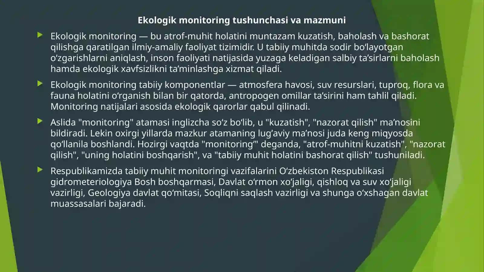 Ekologik monitoring va uning turlari 2