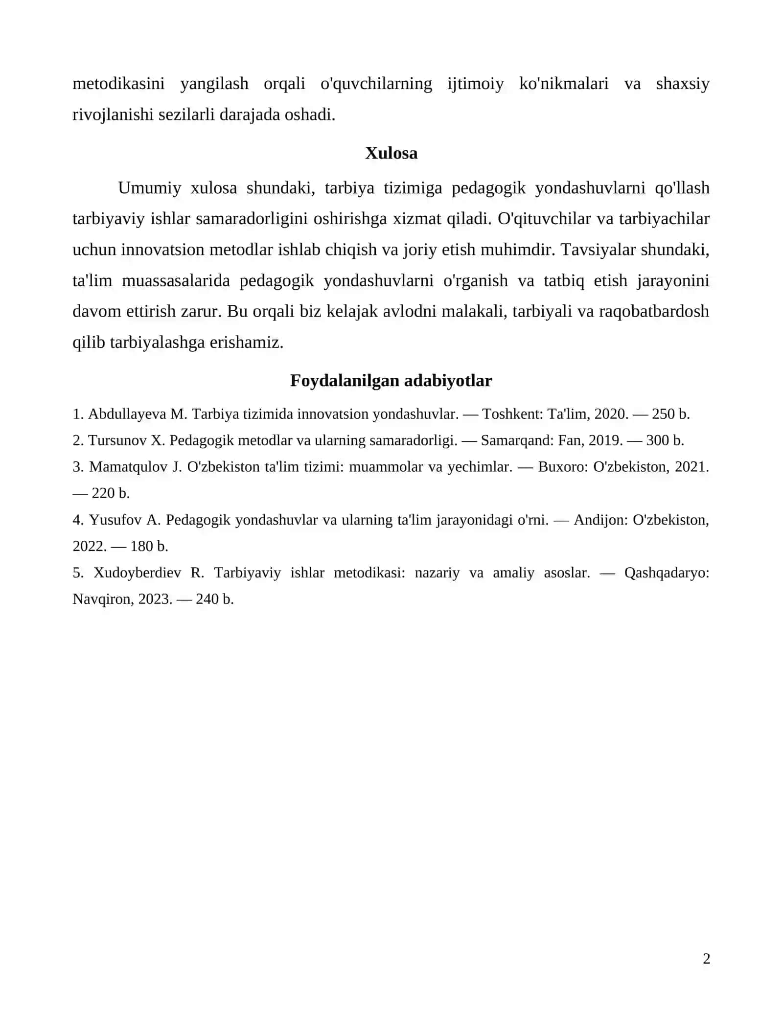 Tarbiya tizimiga pedagogik yondashuv 2