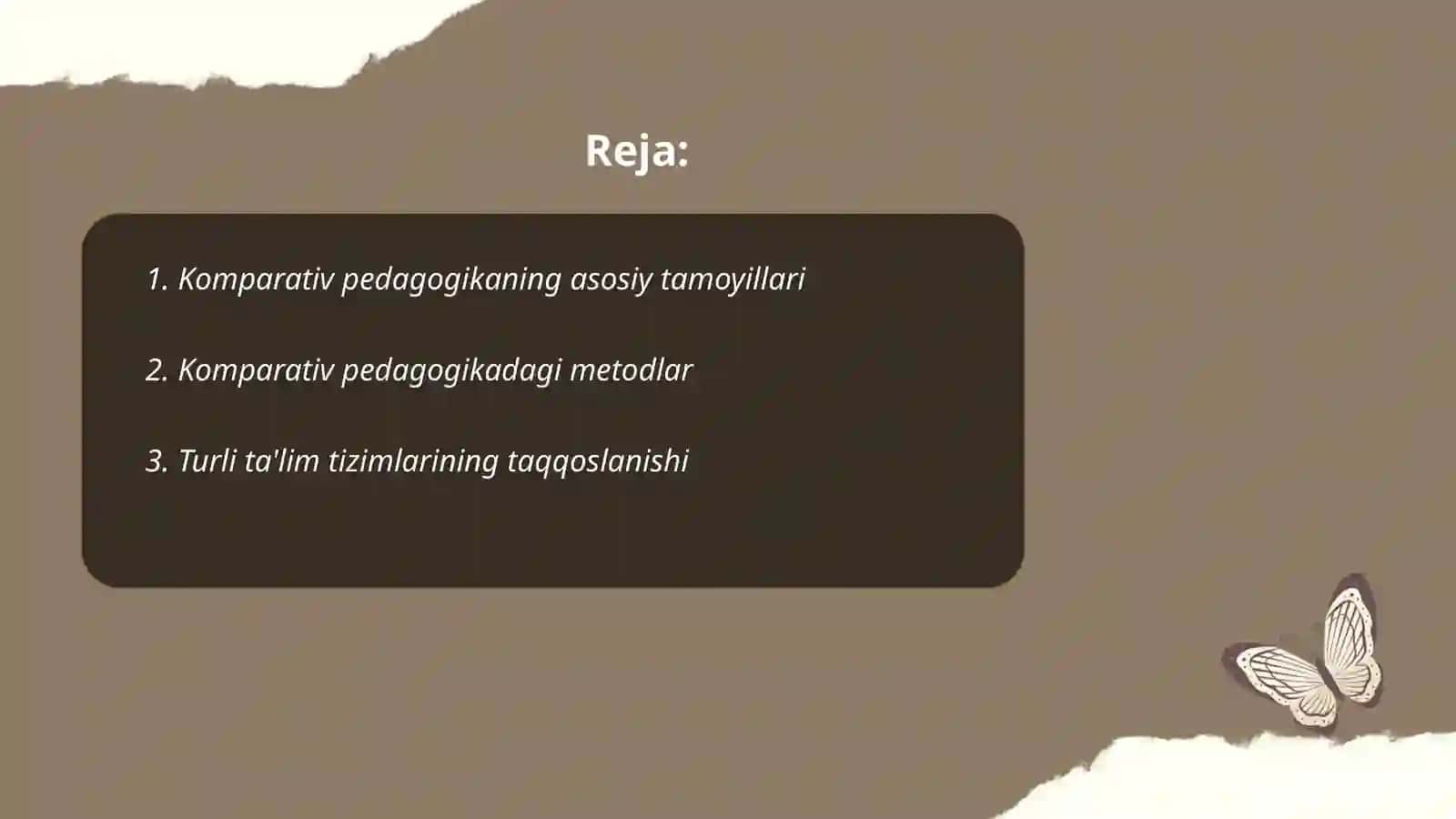 Komparavistik pedagogika tadqiqotlar tifologiyasi B.Xolmsining taktonomiyasi 2
