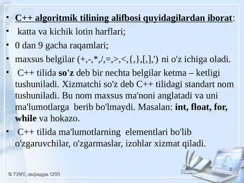 C++ sintaksisi 2