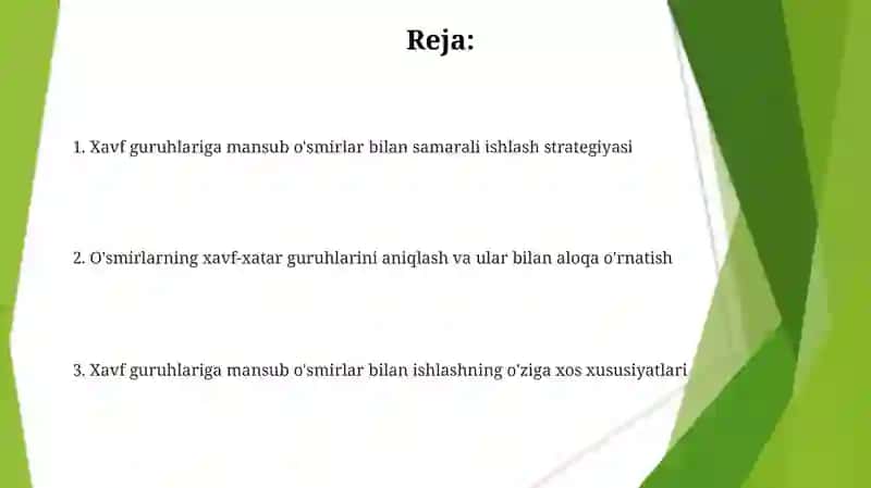 Xavf guruhiga kiruvchi o'smirlar bilan ishlash 2
