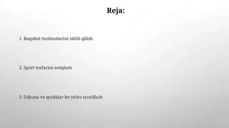 Sport musobaqalari tasnifi 2