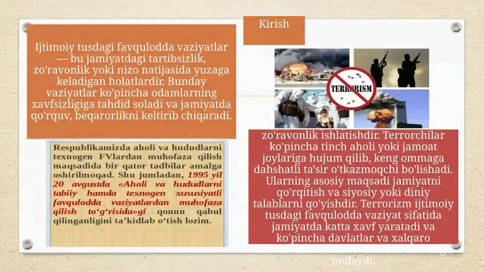 Ijtimoiy tusdagi favqulodda vaziyatlar. Tеrrorizm to’g’risida tushuncha 2