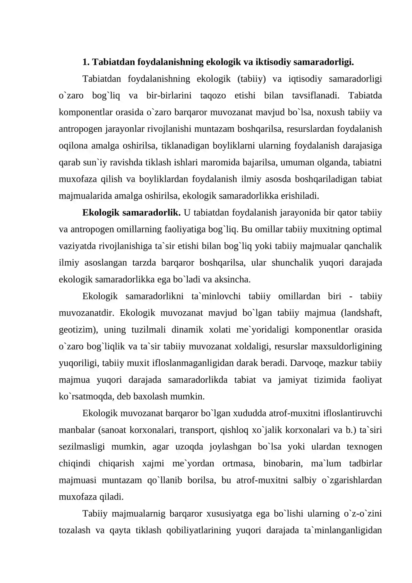 Tabiatdan foydalanishning ekologik va iktisodiy samaradorligi 2