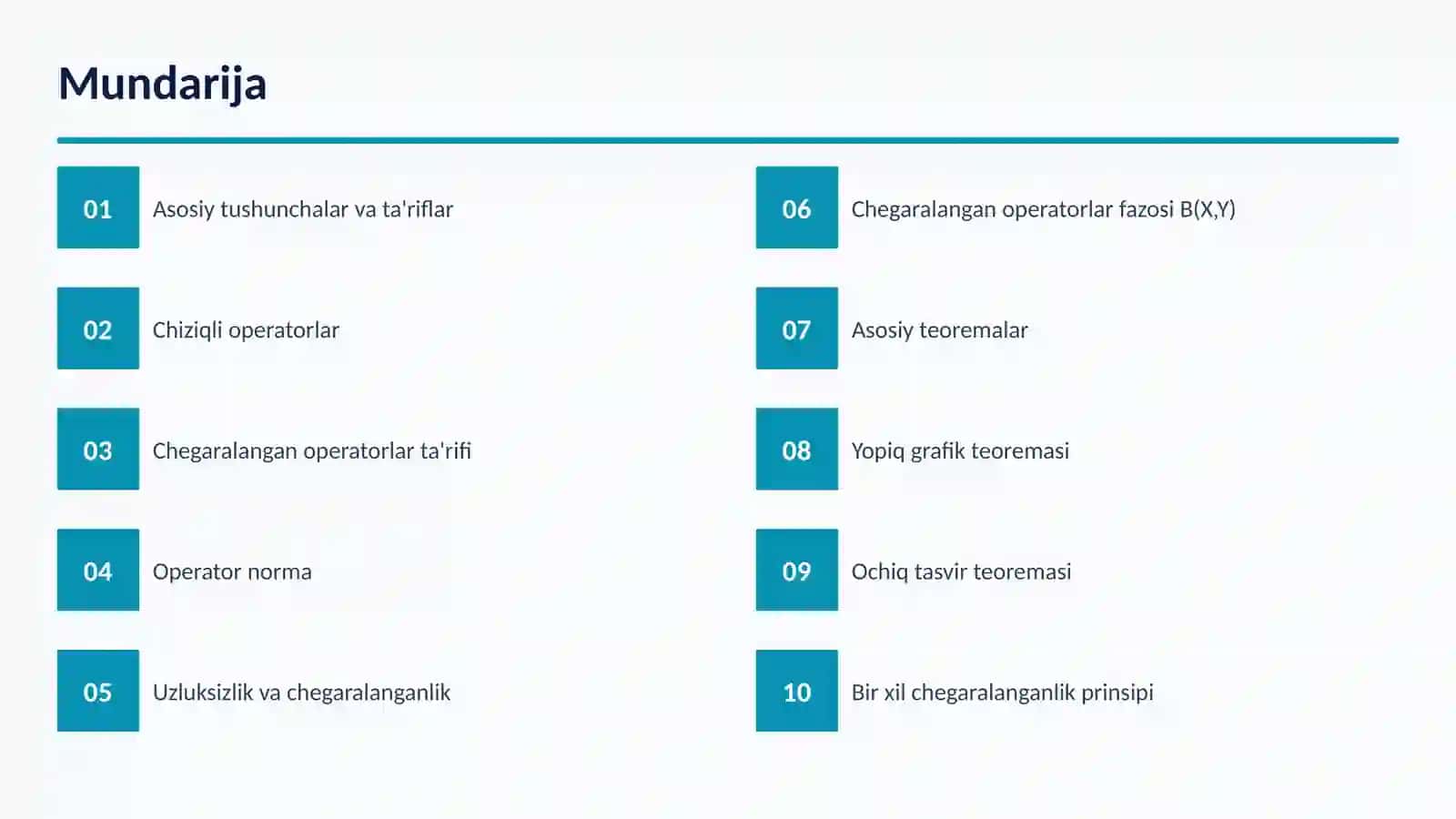 Chegaralangan va Uzluksiz Chiziqli Operatorlar 2