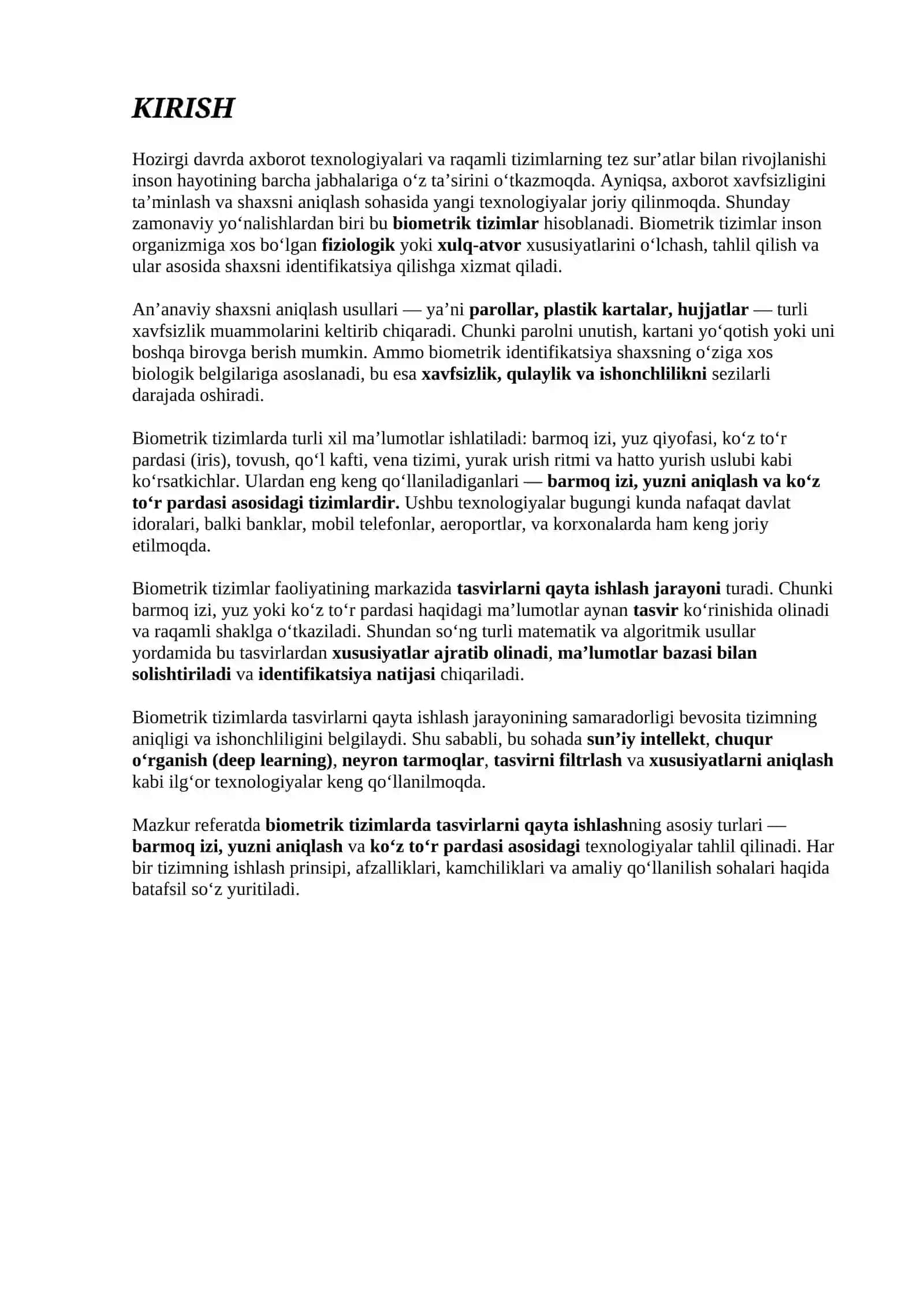 Biometrik tizimlarda tasvirlarni qayta ishlash 2