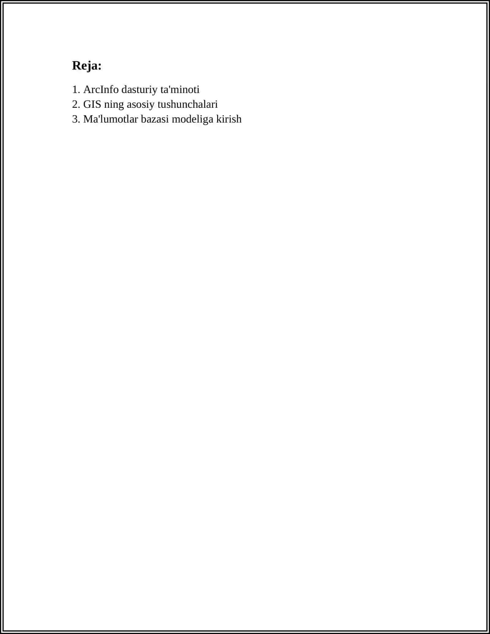 ARCINFO GEOGRAFIK AXBOROT TIZIMI 2