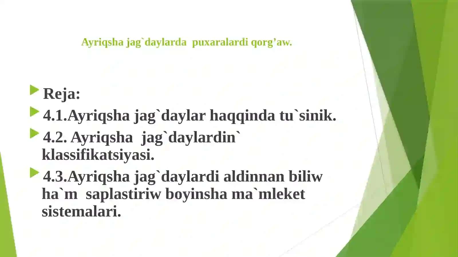 Ayriqsha jag`daylar 2