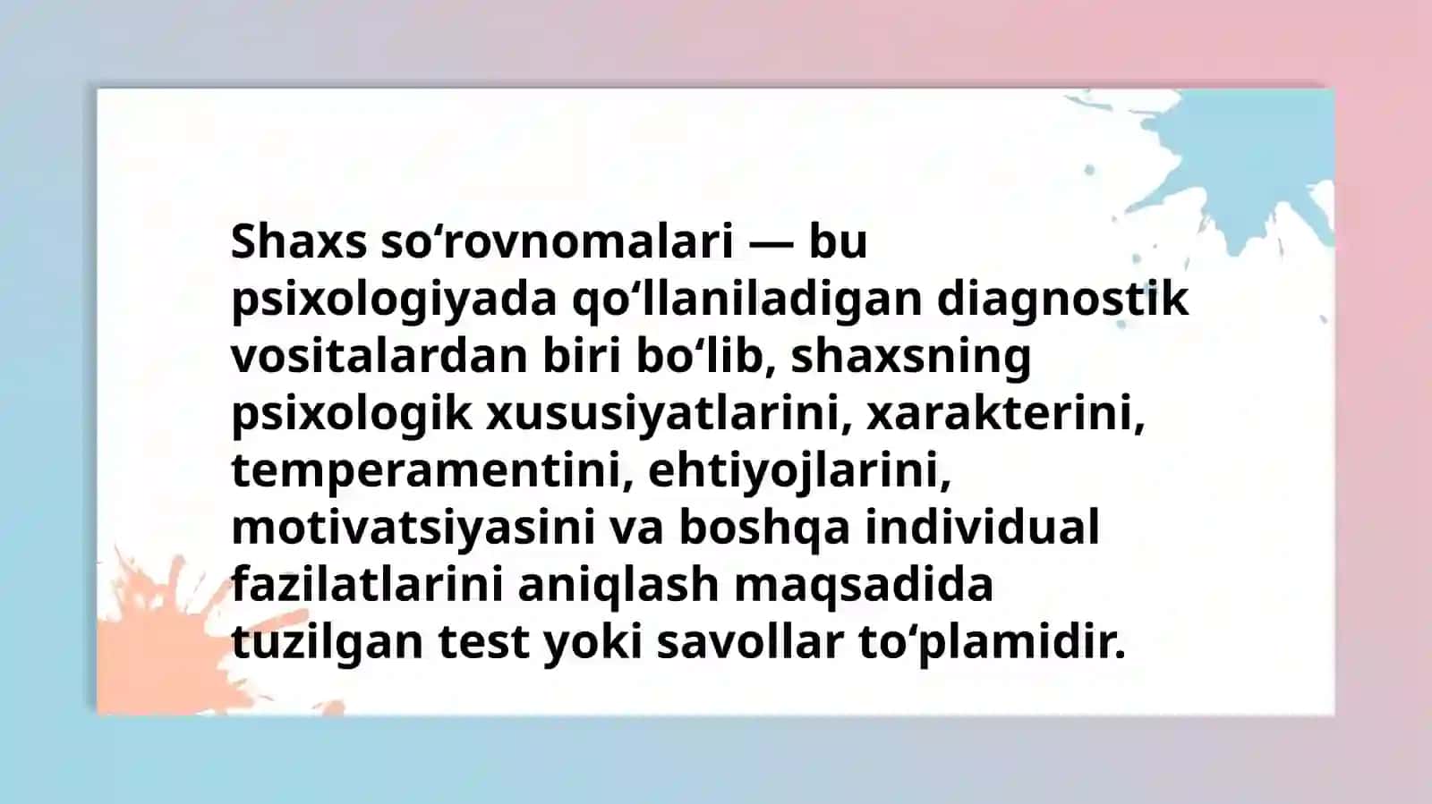 Shaxs so‘rovnomalari 2