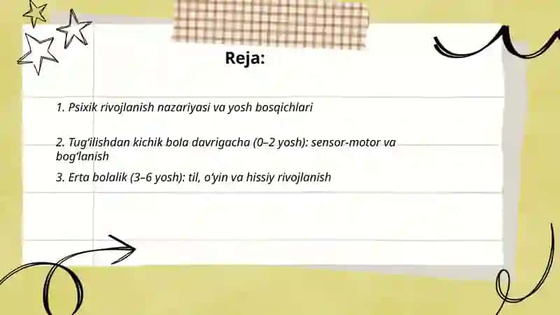 Turli yosh davrlaridagi Psixik rivojlanish mavzusida slayd 2