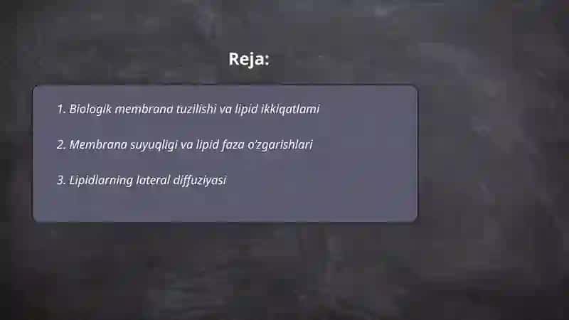Biologik membranalardagi fizik jarayonlar 2
