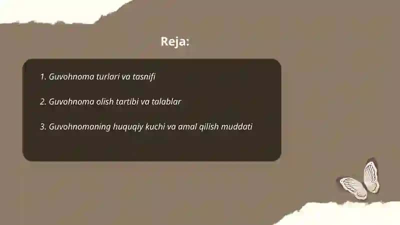 Guvohnoma, yòriqnoma, nizom-ustav 2