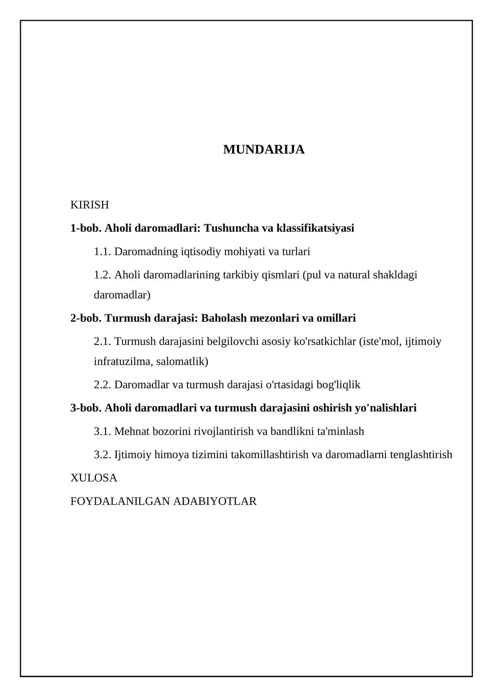 Aholi daromadlari va turmush darajasi 2