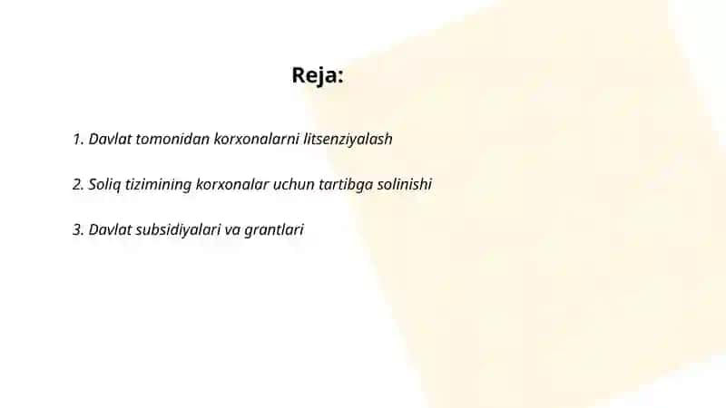 Davlat Tomonidan Korxonalar Faoliyatini Tartibga Solish 2