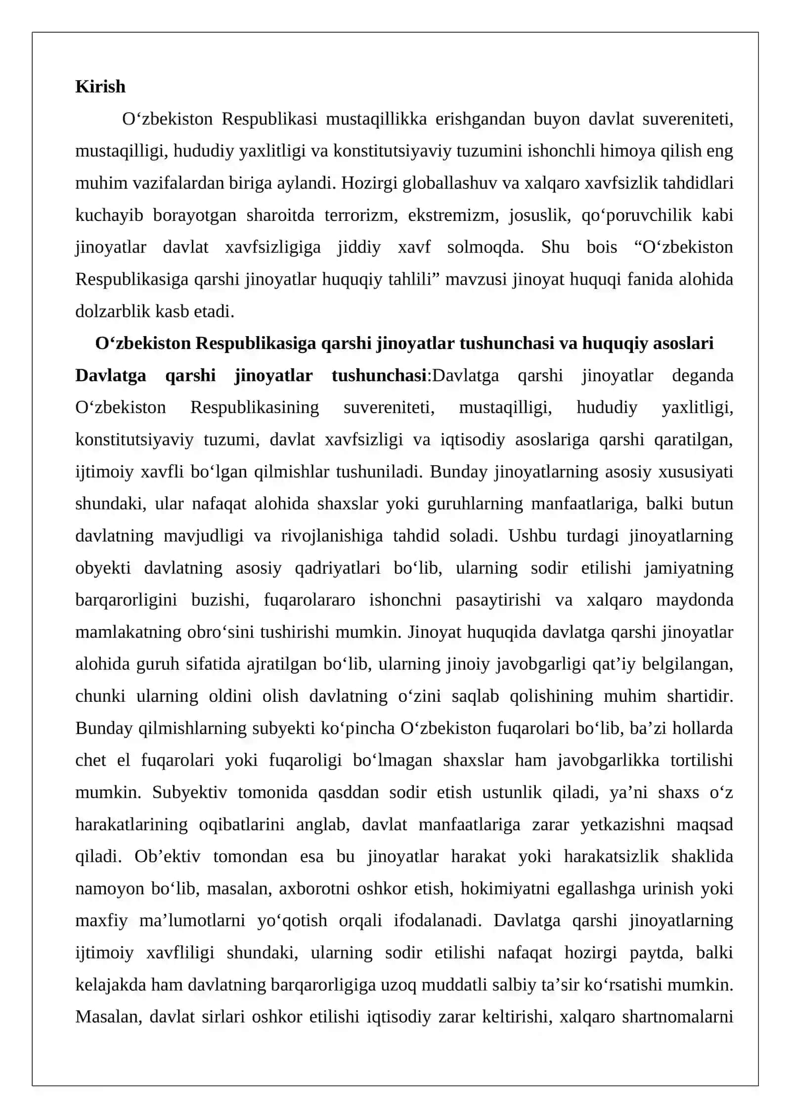 O‘zbekiston Respublikasiga qarshi jinoyatlar huquqiy tahlili 2