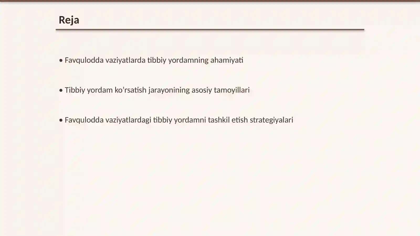 Favqulodda vaziyatlarda Tibbiy Yordam Ko'rsatishni Tashkil Etish 2