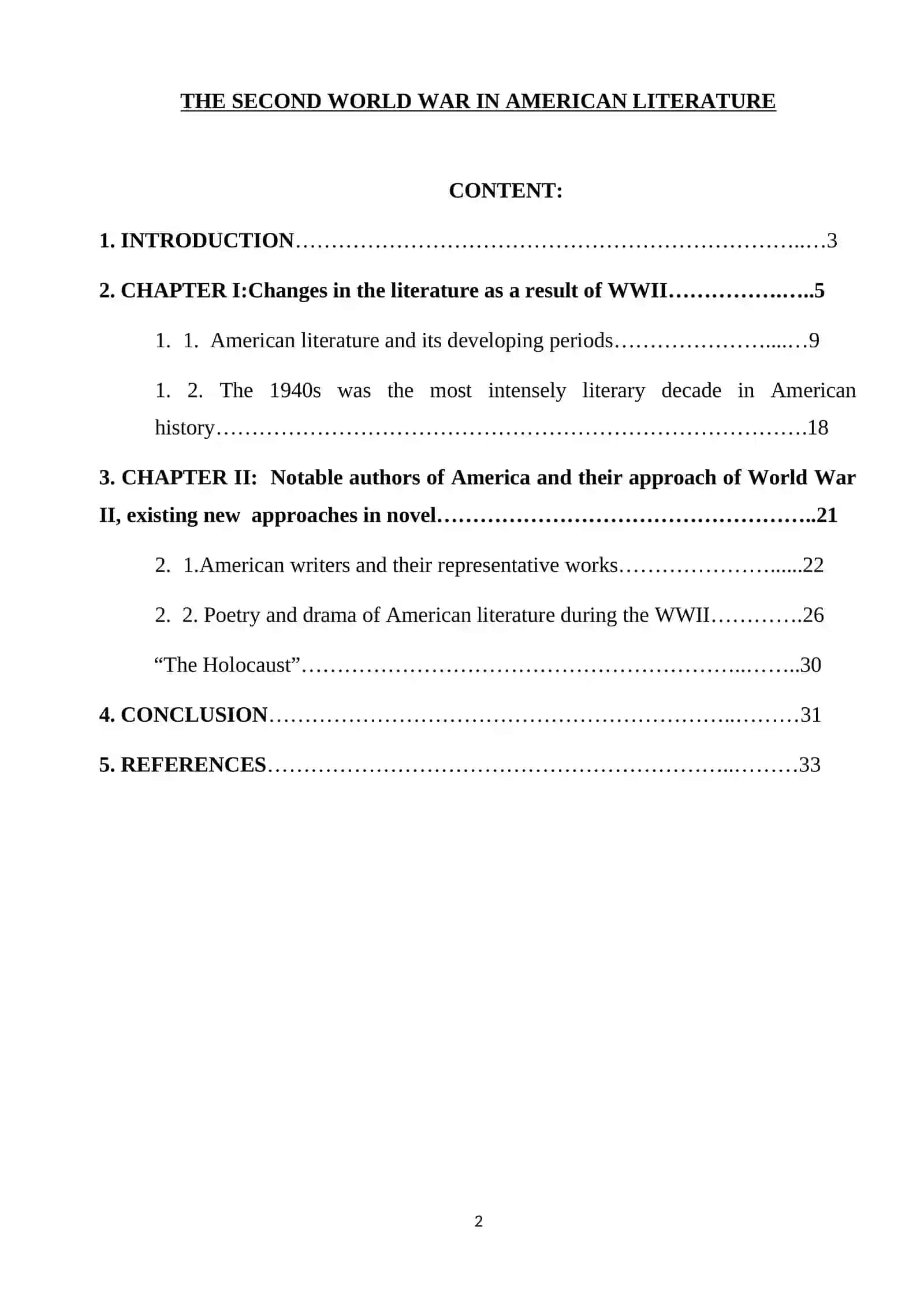 THE SECOND WORLD WAR IN AMERICAN LITERATURE 2