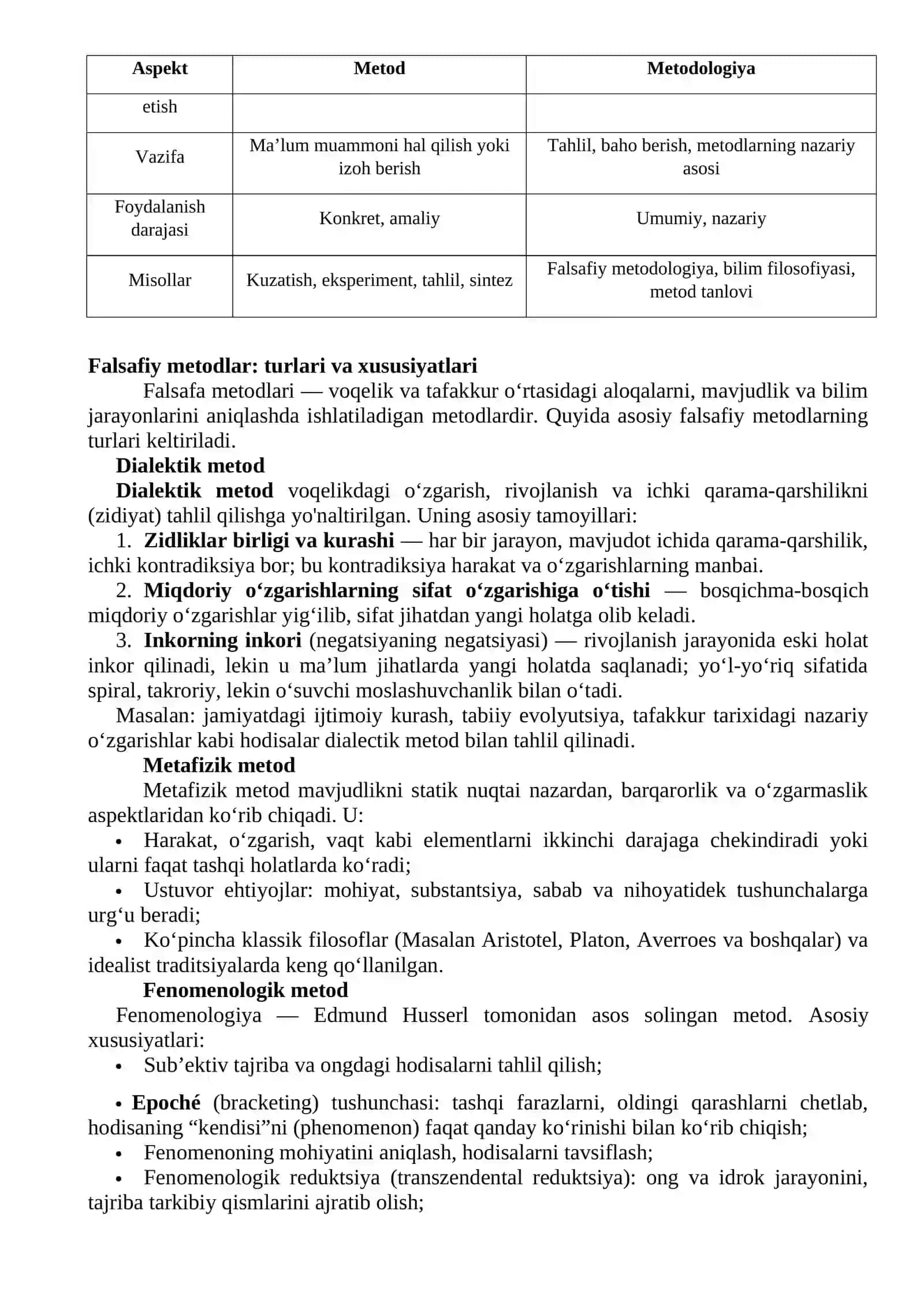 FALSAFANING METOD, QONUN VA KATEGORIYALARI 2