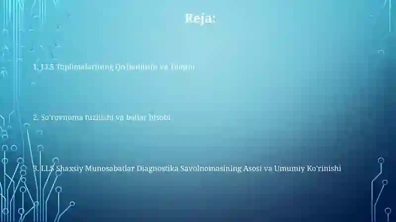 Shaxslararo munosabatni diagnoz qilish so’rovnomasi 2