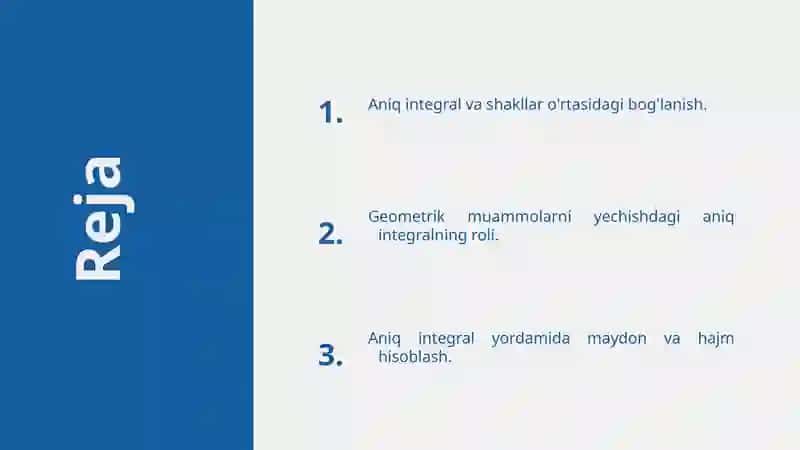 Aniq integralning geometrik tadbiqlari 2