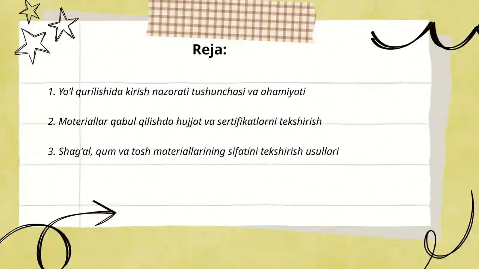 Yoʻl qurilishida kirish nazorati 2