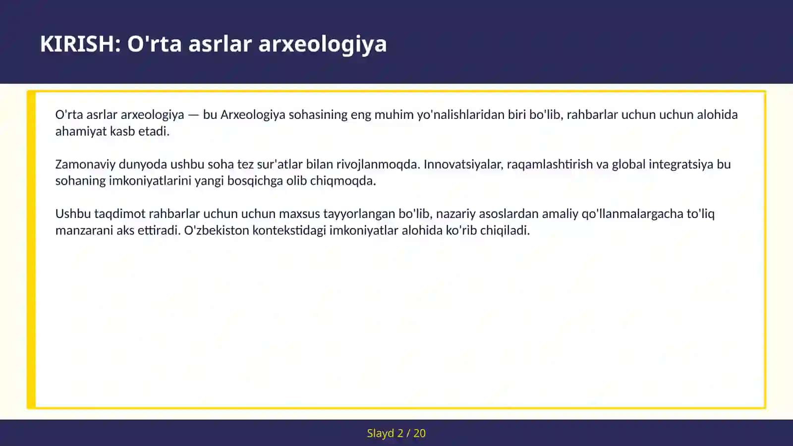 O'rta asrlar arxeologiya 2