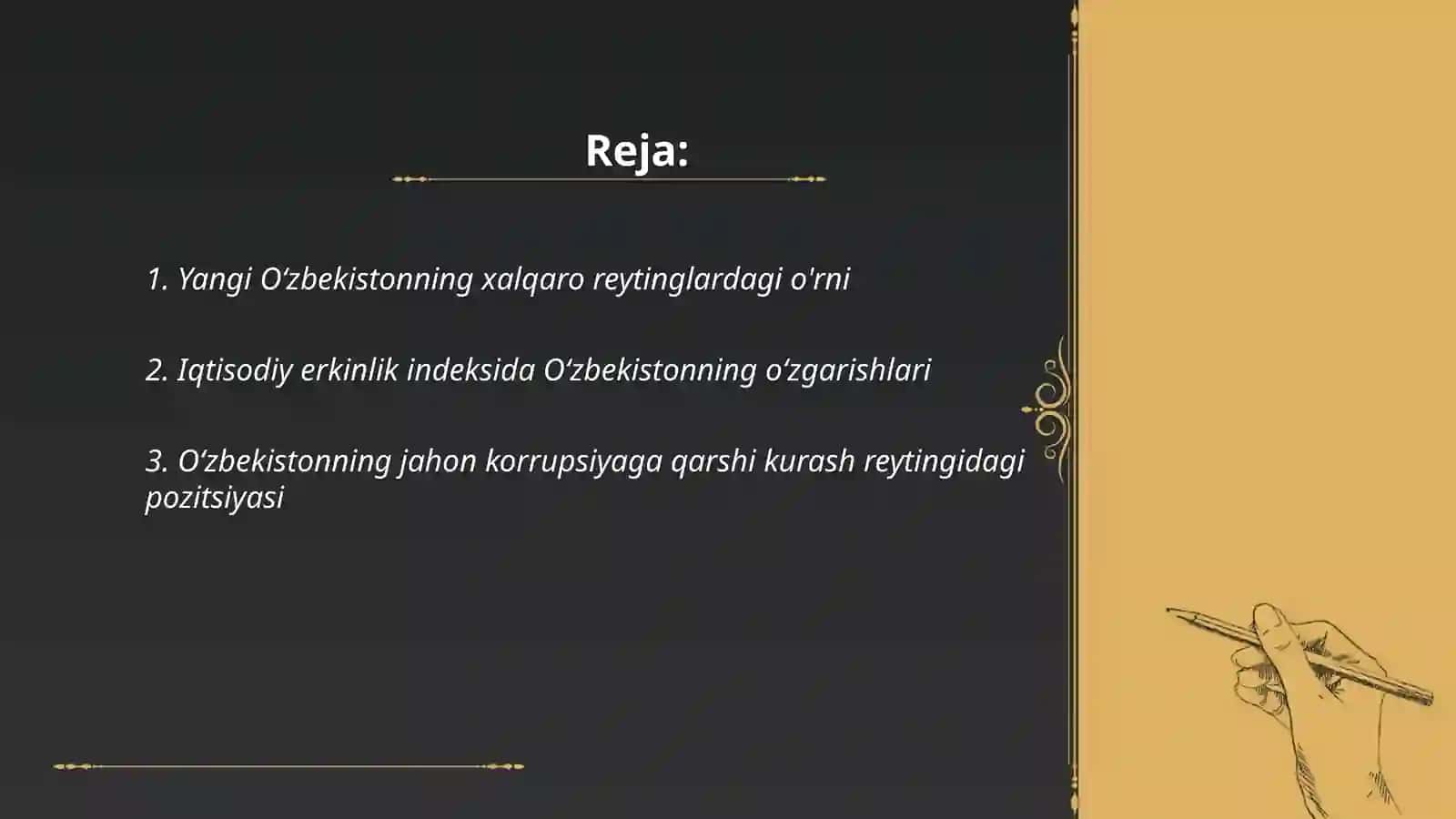 Yangi Oʻzbekiston ijtimoiy-siyosiy, iqtisodiy va madaniy hayotida roʻy berayotgan oʻzgarishlarning xalqaro reyting va indekslarda aks etishi 2