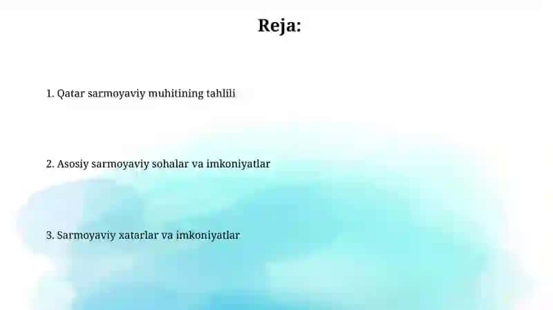Qatar davlatining invitsitsiya taxlili 2