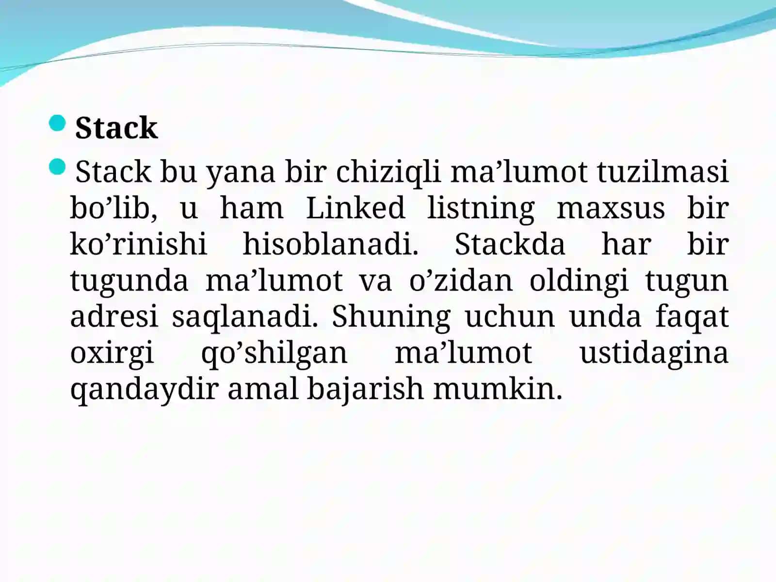 Navbat (Queue). FIFO prinsipi, oddiy va aylanuvchi navbatlar 2