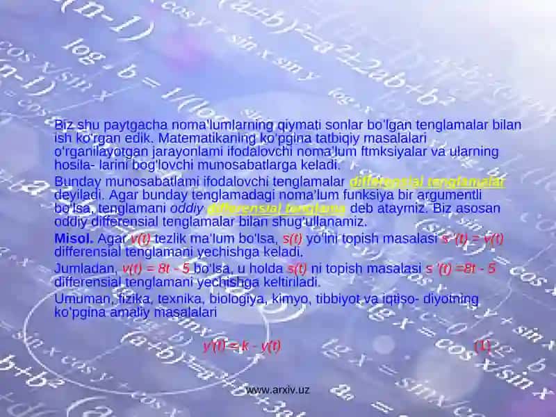 Differensial tenglamalar 2