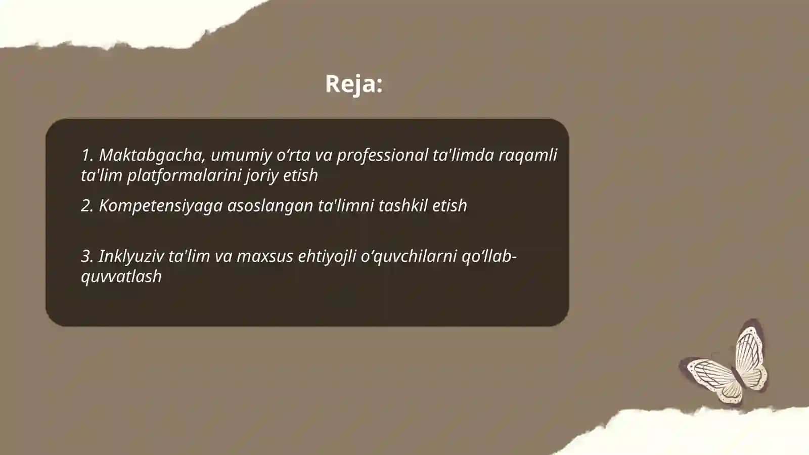 Maktabgacha,umumiy oʻrta,professional ta'limda oʻqitish jarayonlarini zamonaviy tashkil etish 2