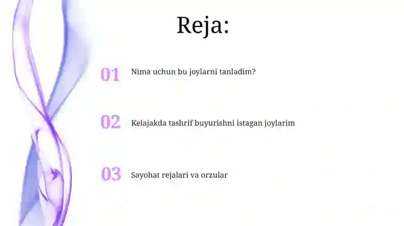 Sayohat rejalari 2