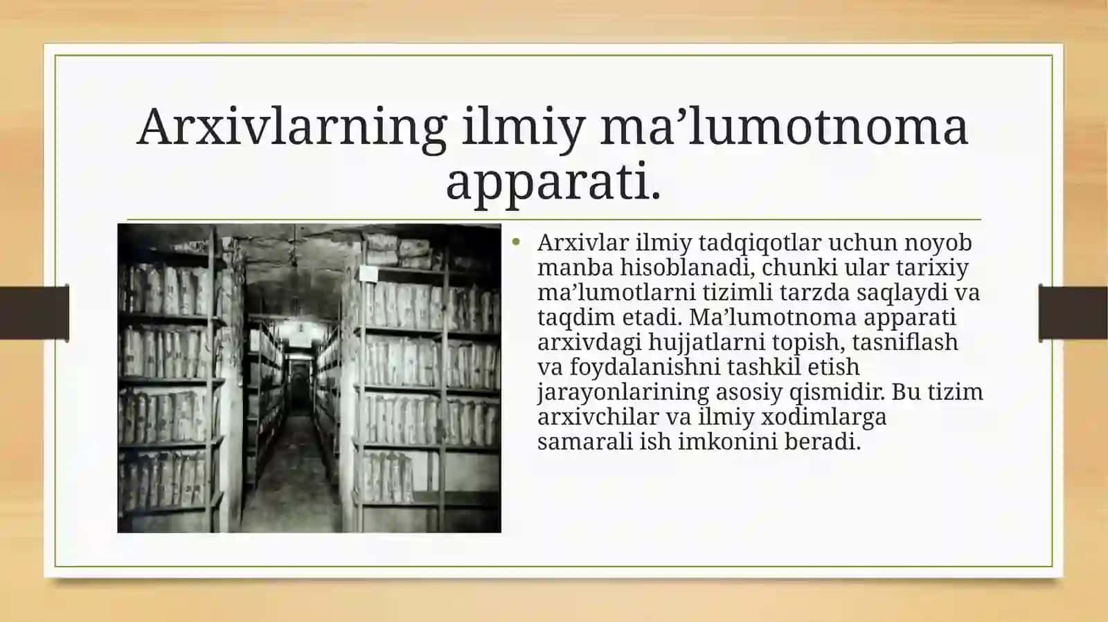 Arxivlarning ilmiy maʼlumotnoma apparati 2