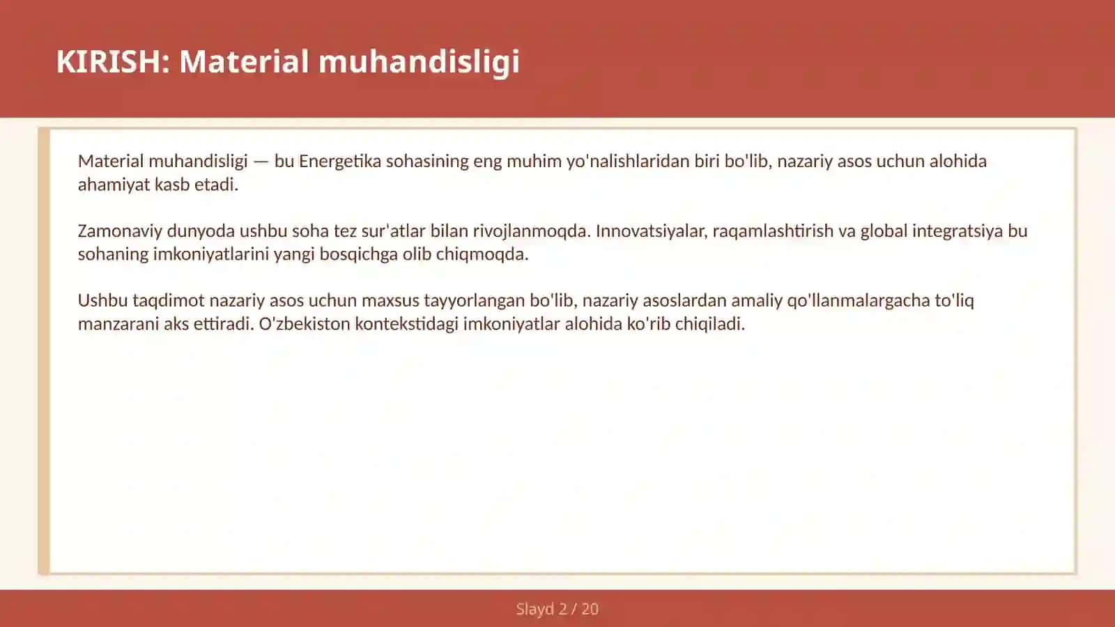 Material muhandisligi 2
