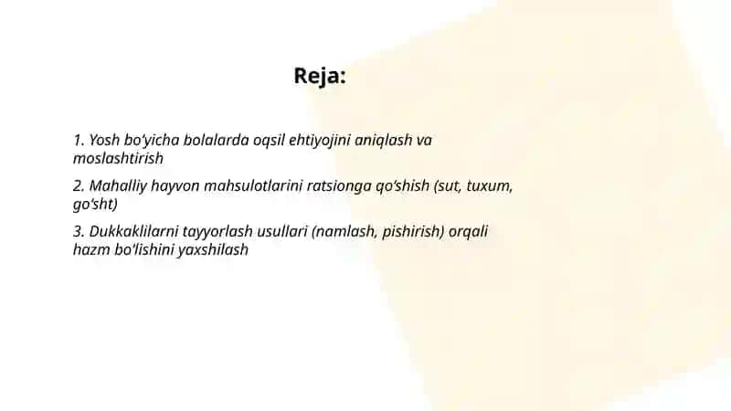 Bolalar ovqatlarida oqsilning sifat va miqdorini oshirish yòllari 2