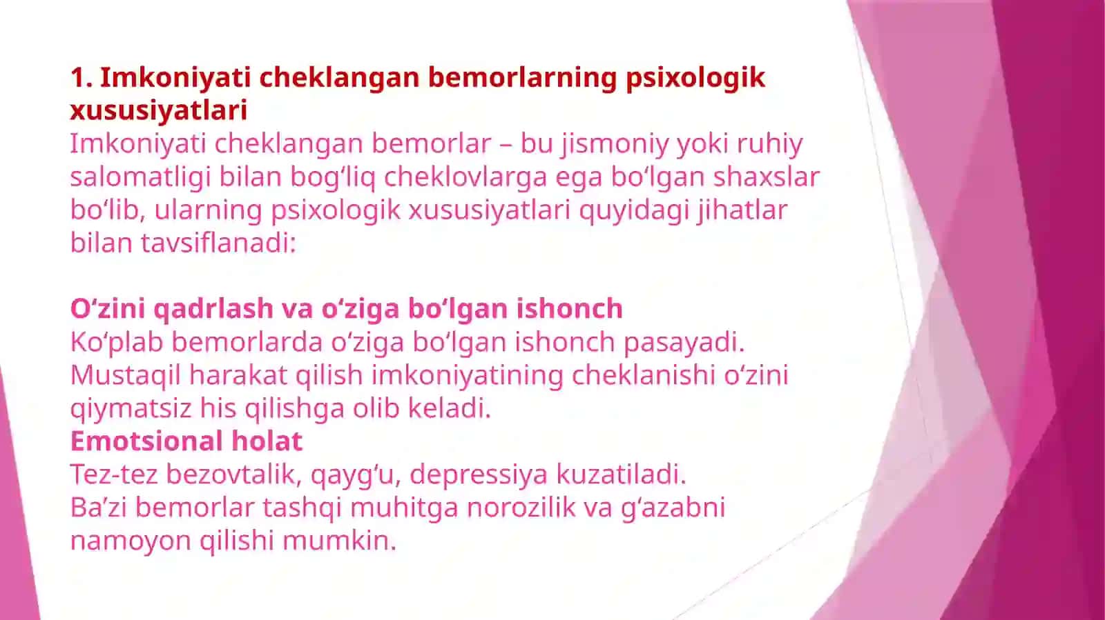 Imkoniyati cheklangan bemorlarning psixologik xususiyatlari 2