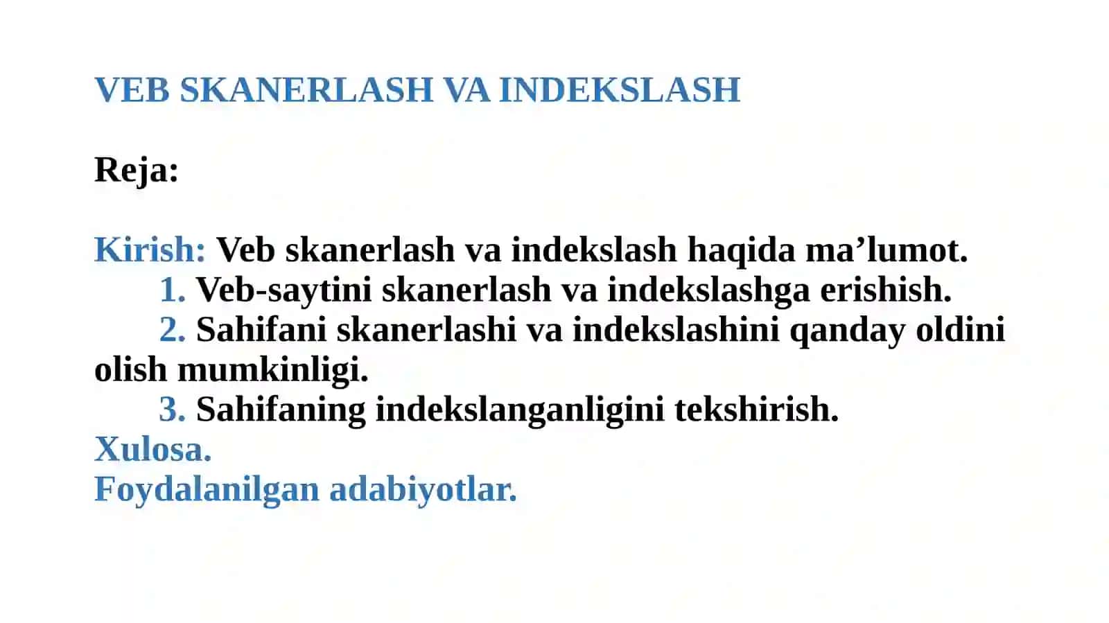 Veb skanerlash va indekslash 2